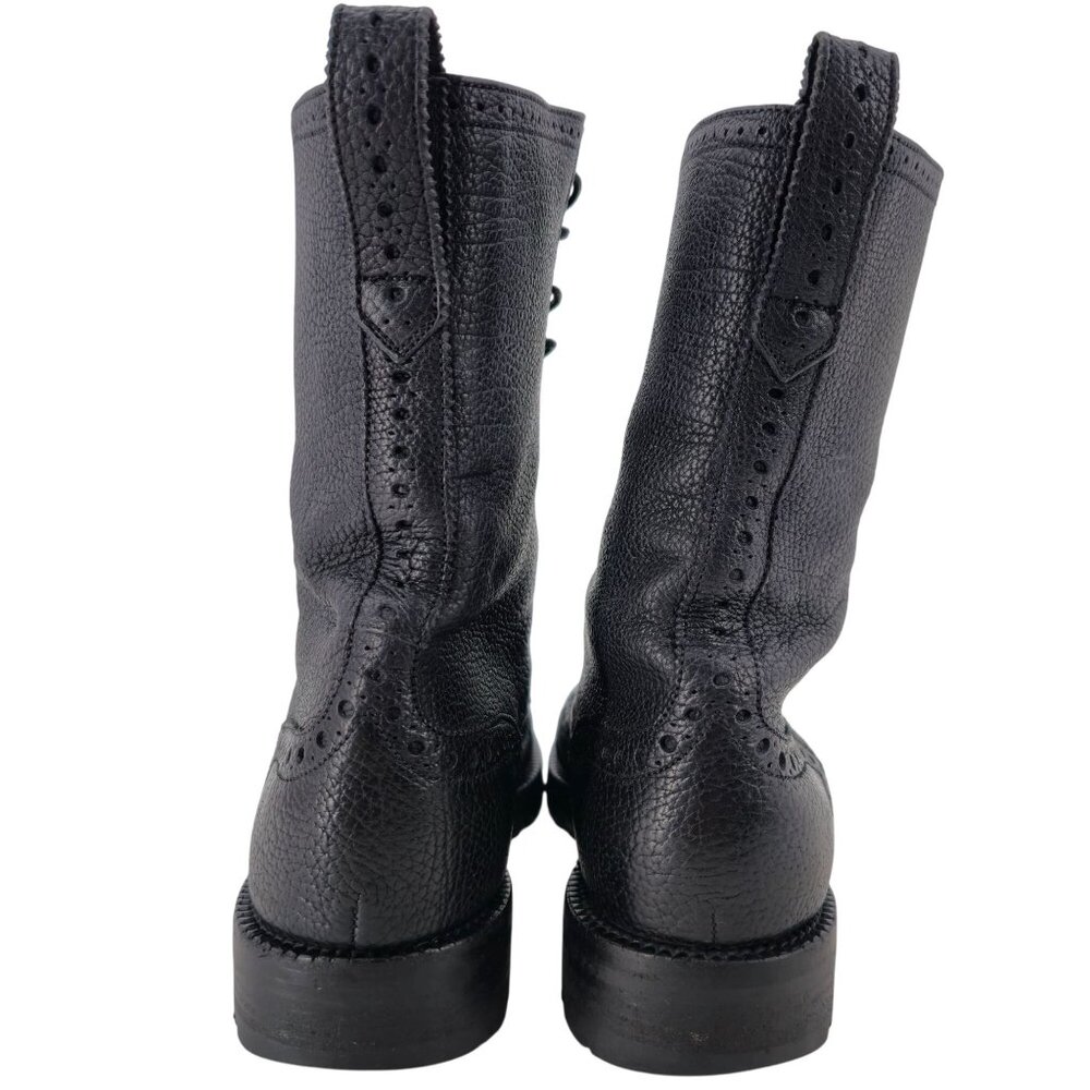 Bally of Switzerland Black Grain Leather Combat Boots Men 8 Wingtip Birbur Shoes - Picture 7 of 13